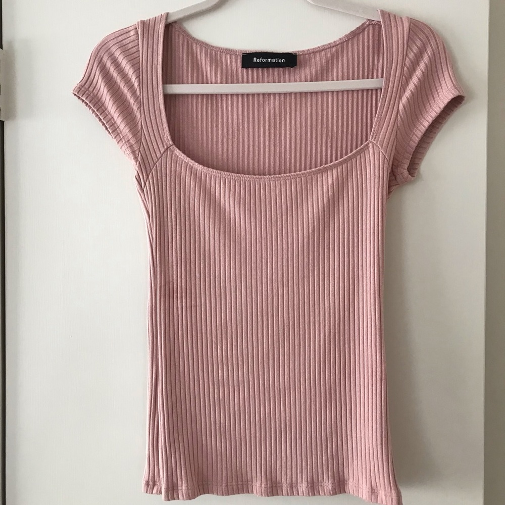 Reformation Bardot Top in Blush